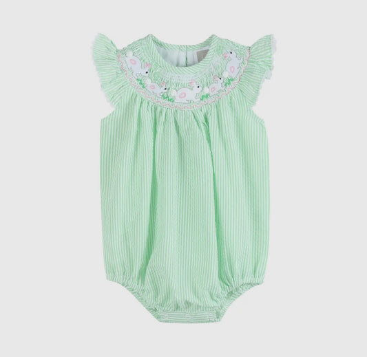 Green Smocked Romper