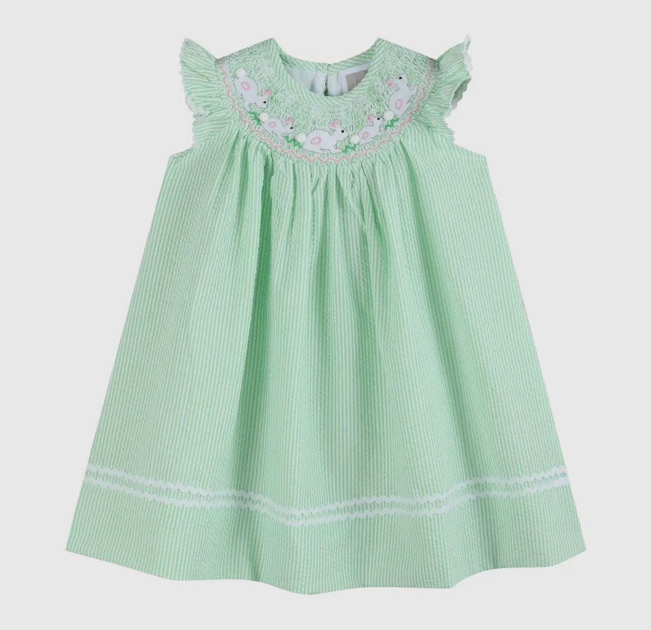 Green Smocked Bishop Dress